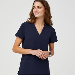 FIGS Navy Casma three-pocket scrub top- S